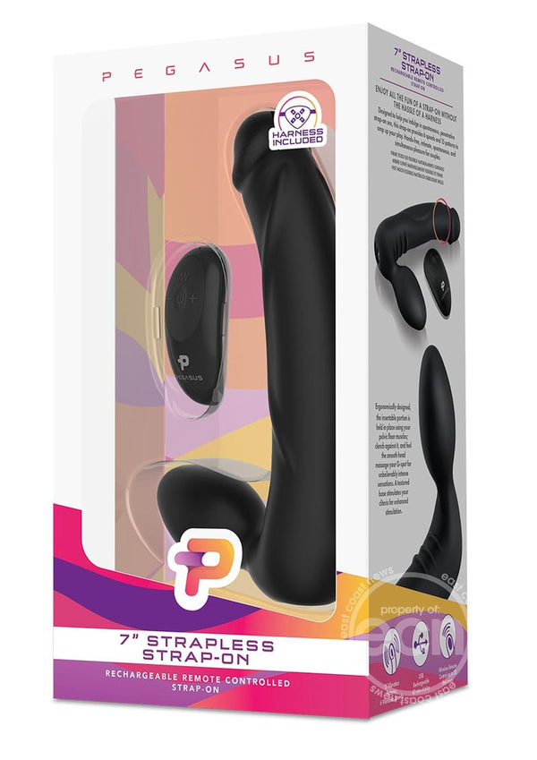 Pegasus Silicone Rechargeable Strapless Strap-On with Remote Control 7in