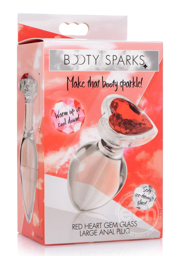 Booty Sparks Red Heart Gem Glass Anal Plug