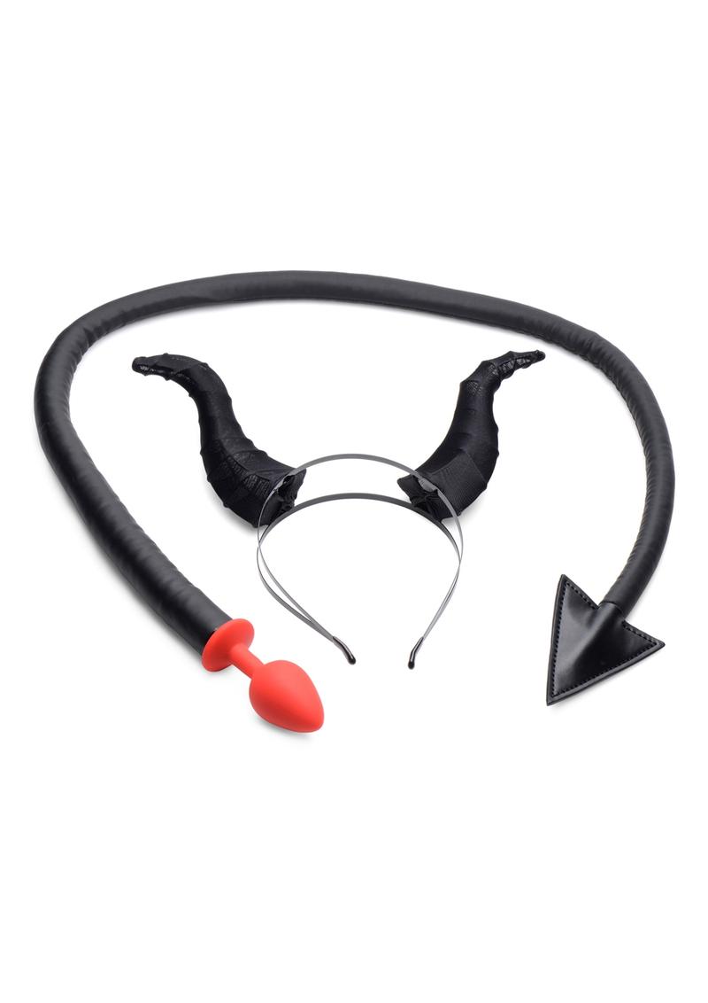 Devil Tail Anal Plug And Horns Set