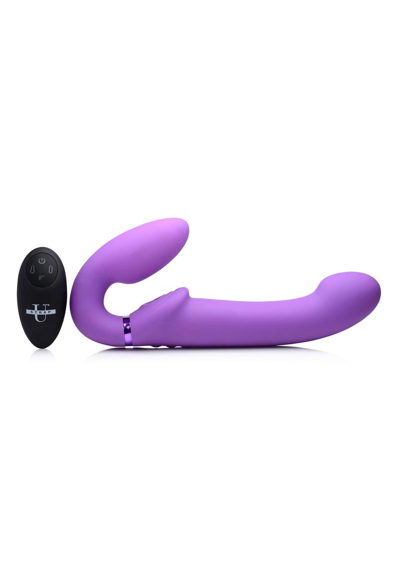 Strap U Ergo-Fit G-Pulse Silicone Rechargeable 10X Dual Dildo Strapless Strap-On with Remote Control