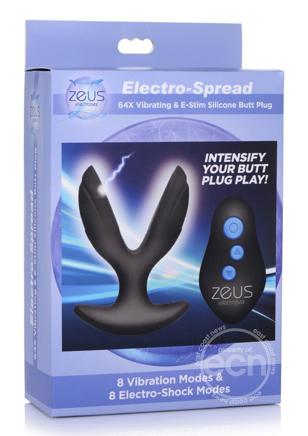 Zeus Electro-Spread 64X Vibrating & E-Stim Silicone Rechargeable Butt Plug with Remote Control