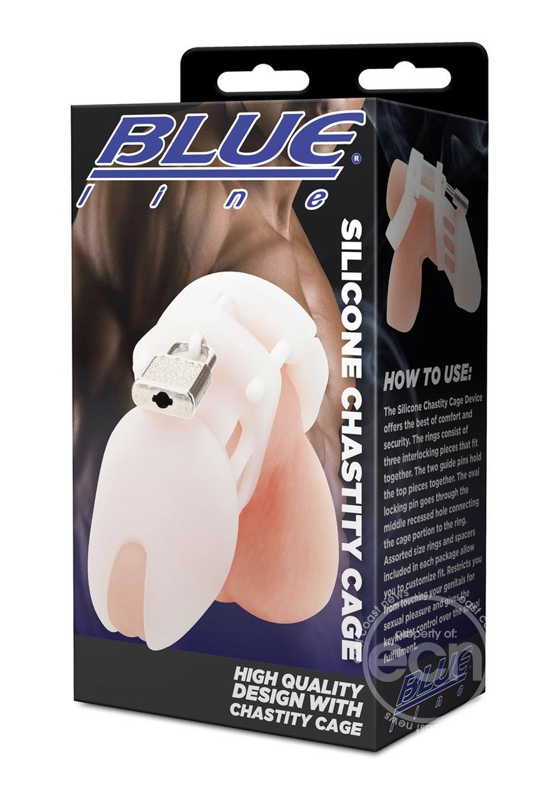 Blue Line Silicone Chastity Cage