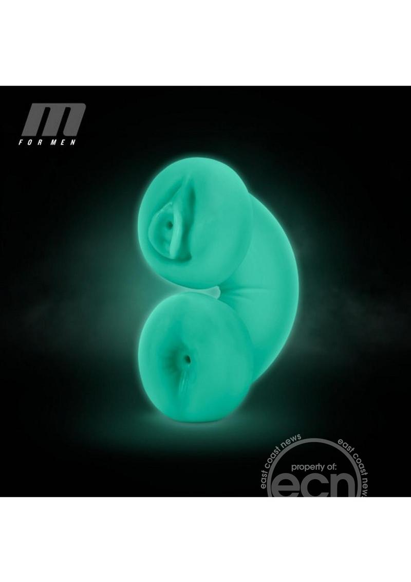 M for Men Soft and Wet Double Trouble Glow In The Dark Masturbator