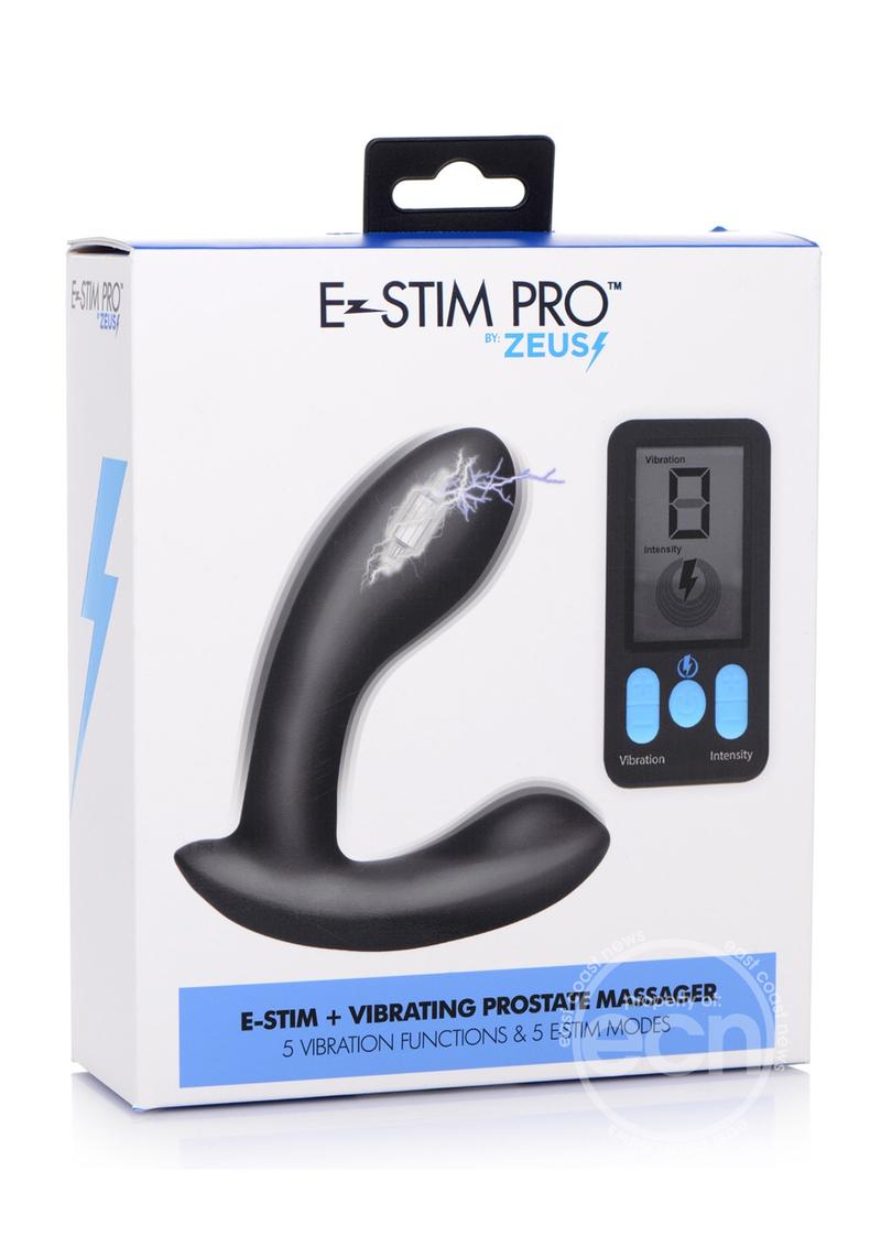 Zeus Vibrating & E-Stim Silicone Rechargeable Prostate Massager with Remote Control