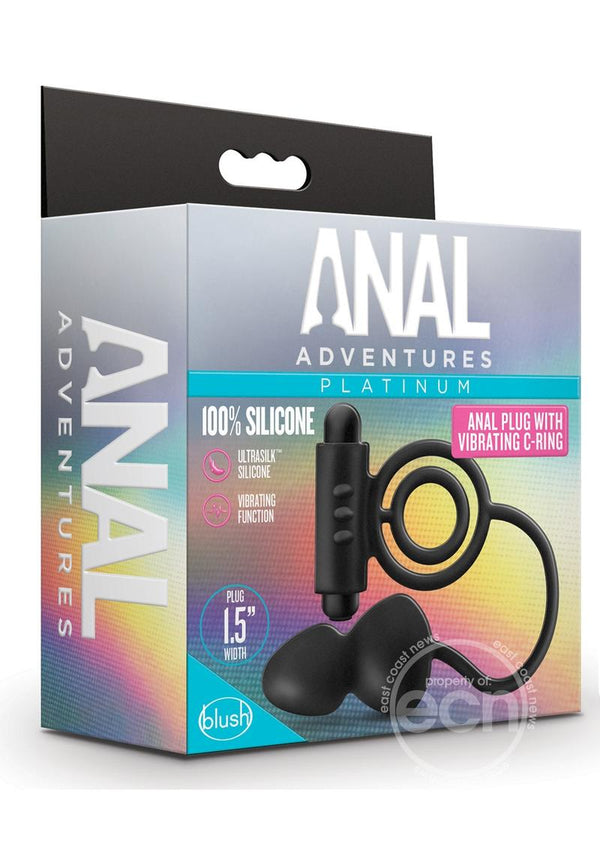 Anal Adventures Platinum Silicone Anal Plug with Vibrating Cock Ring