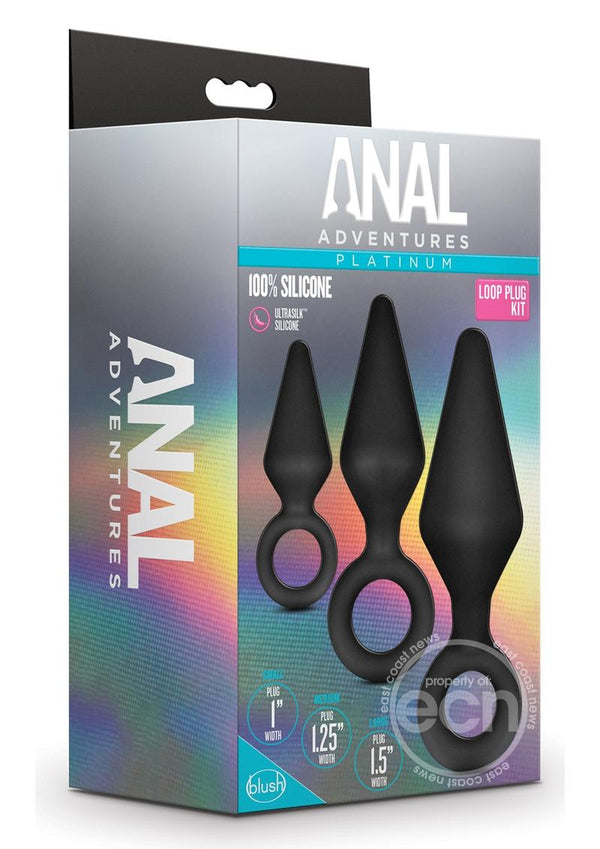 Anal Adventures Platinum Silicone Loop Plug Kit (Set of 3)