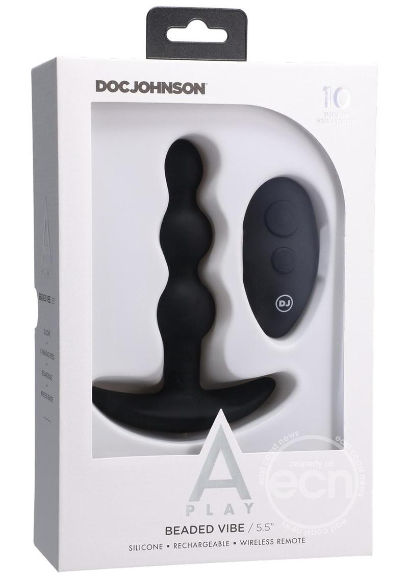 Doc Johnson A-Play Shaker Rechargeable Silicone Beaded Anal Plug with Remote Control