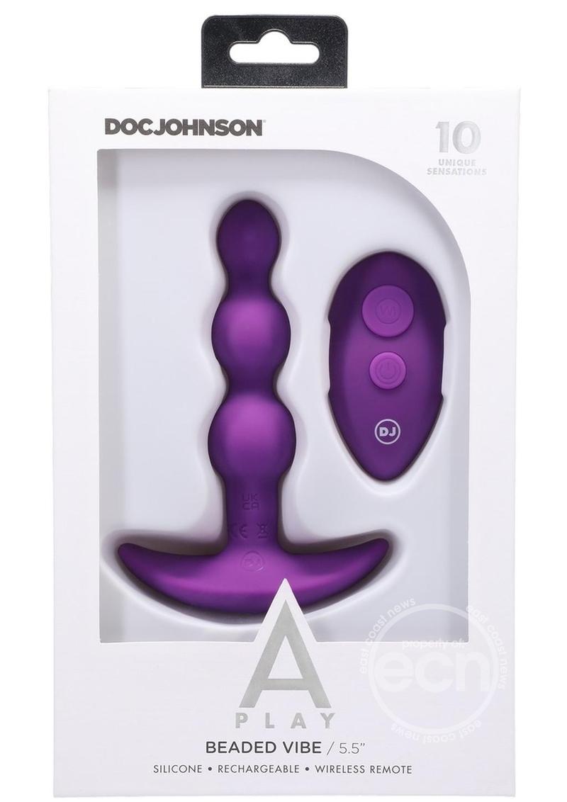 Doc Johnson A-Play Shaker Rechargeable Silicone Beaded Anal Plug with Remote Control