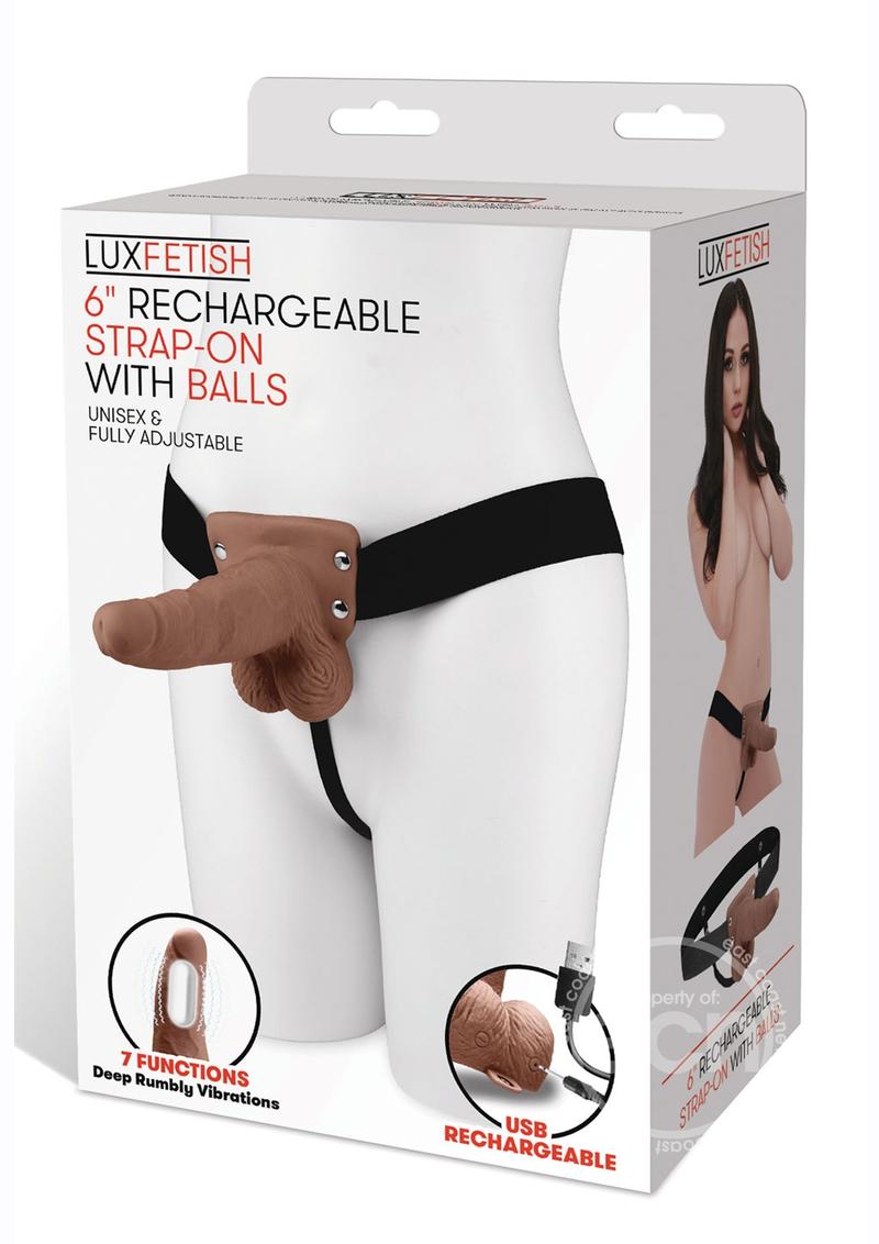 Lux Fetish Rechargeable Strap-on with Balls 6in