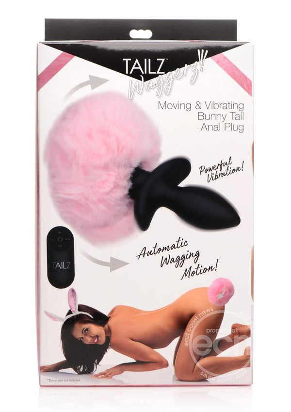 Tailz Moving & Vibrating Bunny Tails Rechargeable Silicone Anal Plug With Remote Control