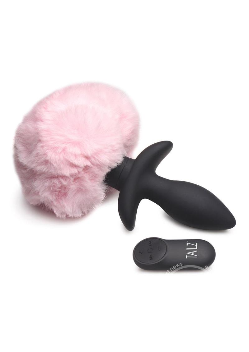 Tailz Moving & Vibrating Bunny Tails Rechargeable Silicone Anal Plug With Remote Control