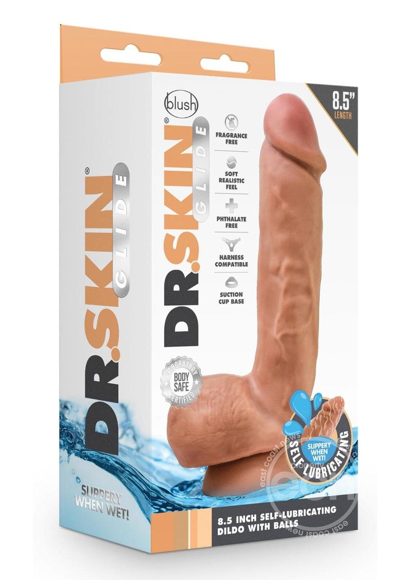 Dr. Skin Glide Self Lubricating Dildo with Balls 8.5in