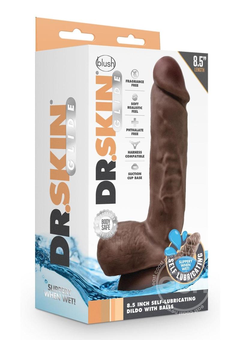 Dr. Skin Glide Self Lubricating Dildo with Balls 8.5in