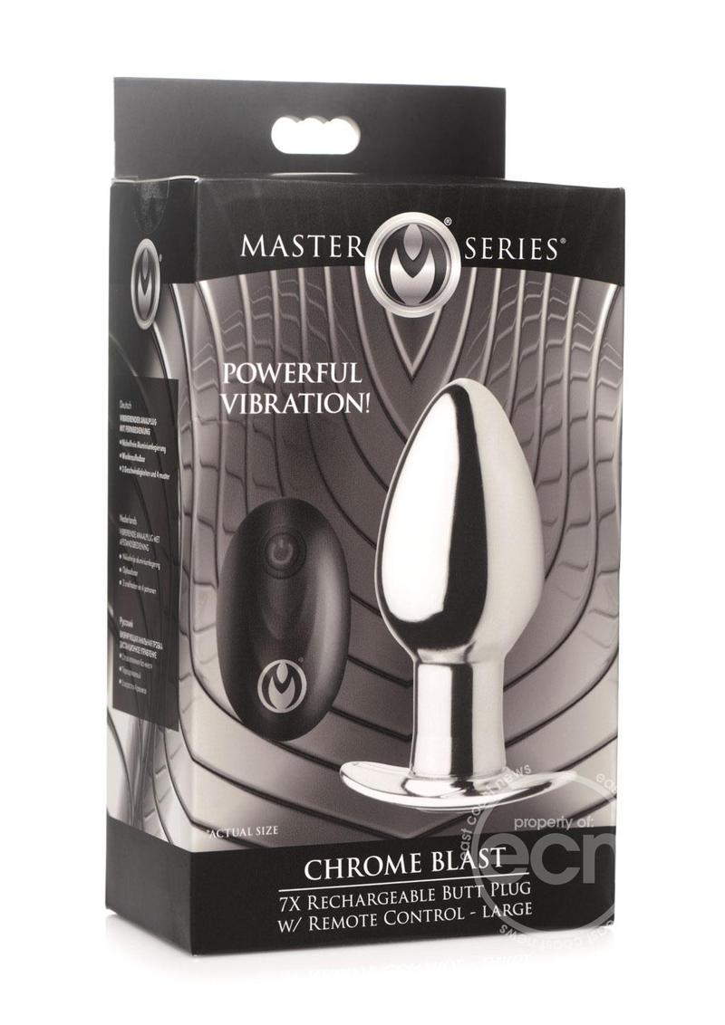 Master Series Chrome Blast 7X Rechargeable Anal Plug with Remote Control