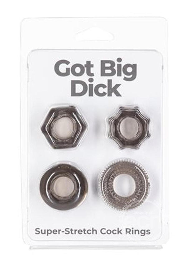 PowerBullet Got Big D Super Stretch Cock Rings (4 pack)