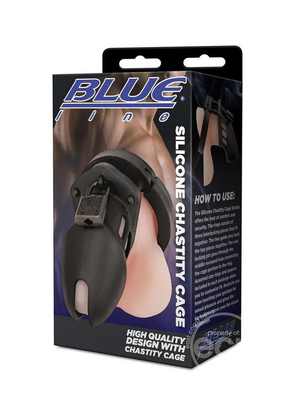 Blue Line Silicone Chastity Cage