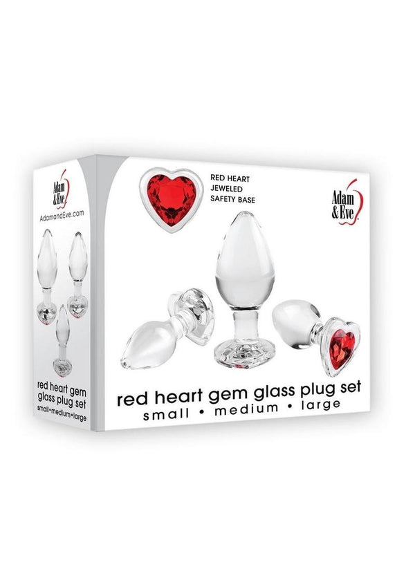 Red Heart Gem Glass Plug Set