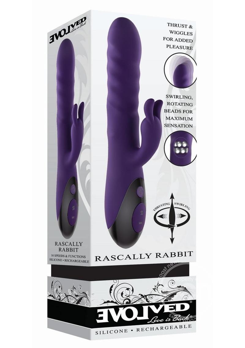 Evolved Rascally Rabbit Rechargeable Silicone Thrusting Rotating Vibrator