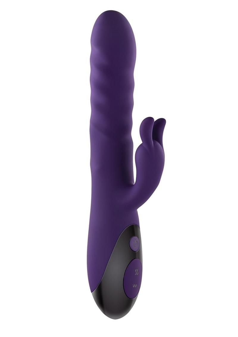 Evolved Rascally Rabbit Rechargeable Silicone Thrusting Rotating Vibrator