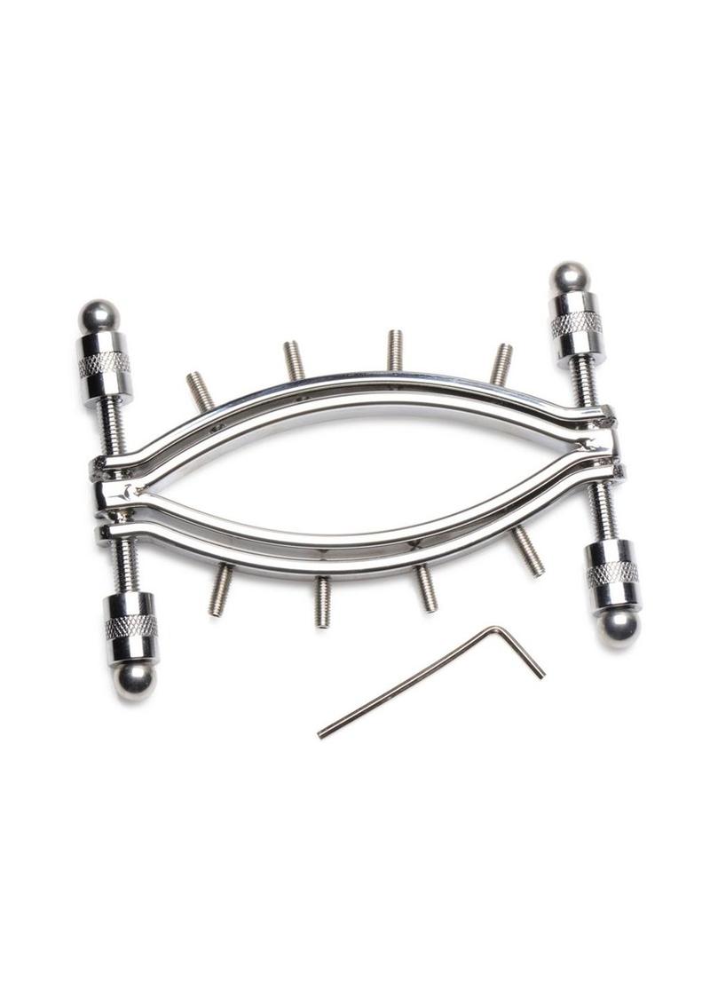 Master Series Spread 'Em Poker Stainless Steel Labia Clamp with Adjustable Pressure Screws