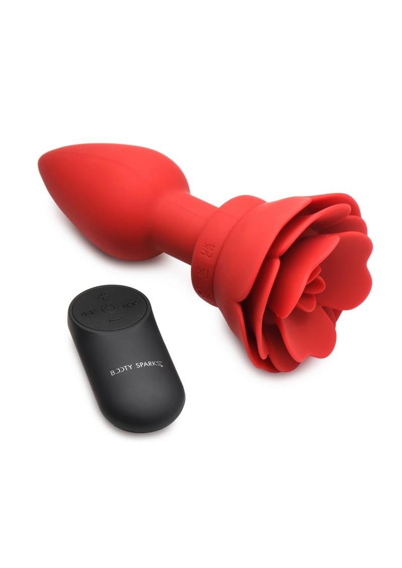 Booty Sparks 28X Rechargeable Silicone Vibrating Rose Anal Plug with Remote Control