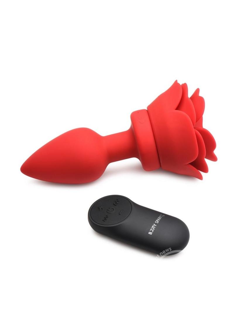 Booty Sparks 28X Rechargeable Silicone Vibrating Rose Anal Plug with Remote Control