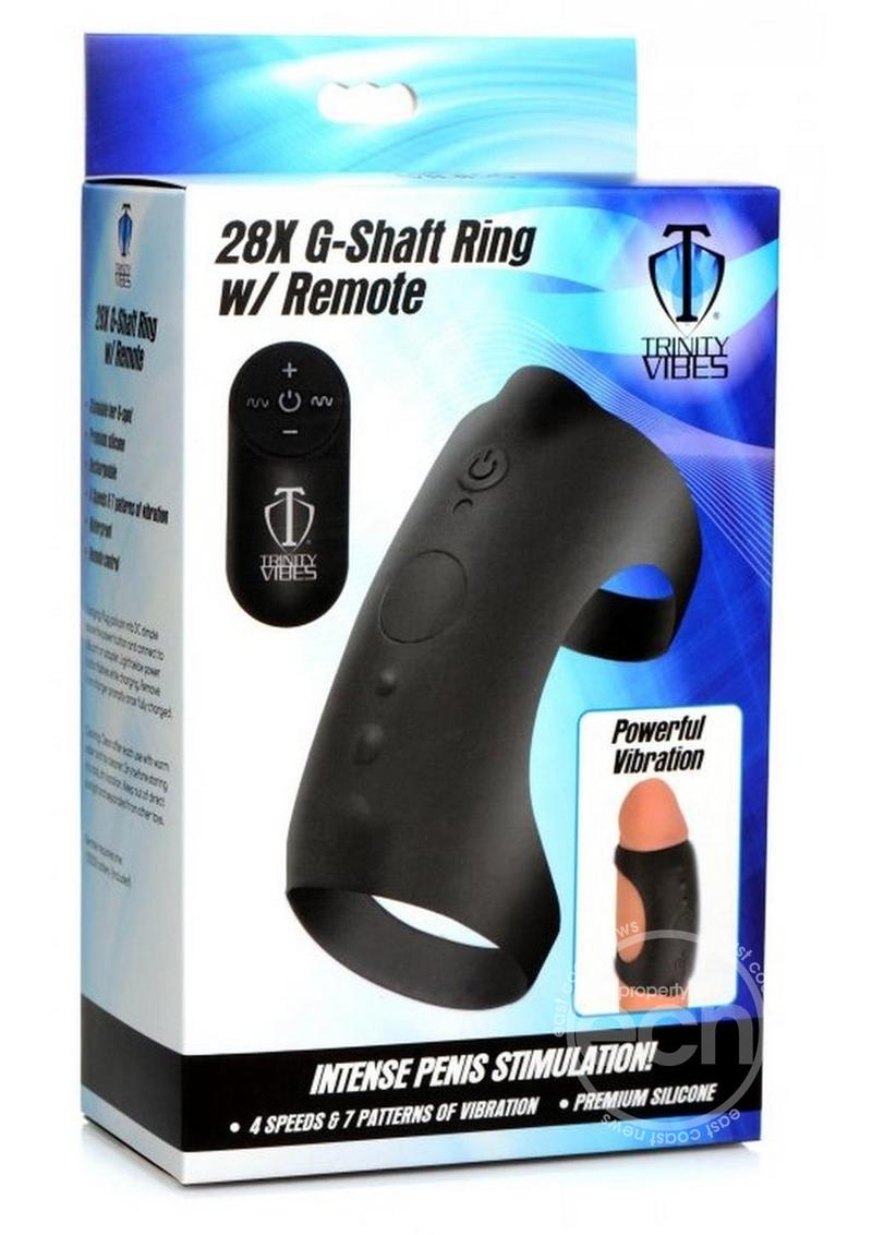 Trinity Men 7X G-Shaft Silicone Rechargeable Cock Ring with Remote Control