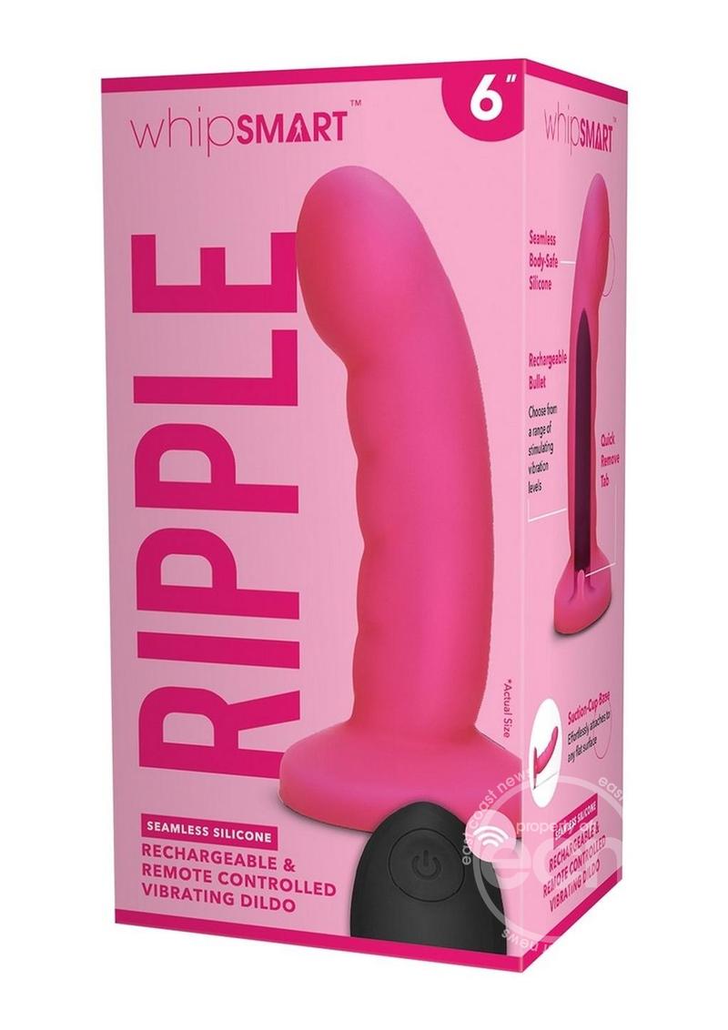 WhipSmart Curved Ripple Remote Control Silicone Rechargeable G-Spot/P-Spot Dildo 6in