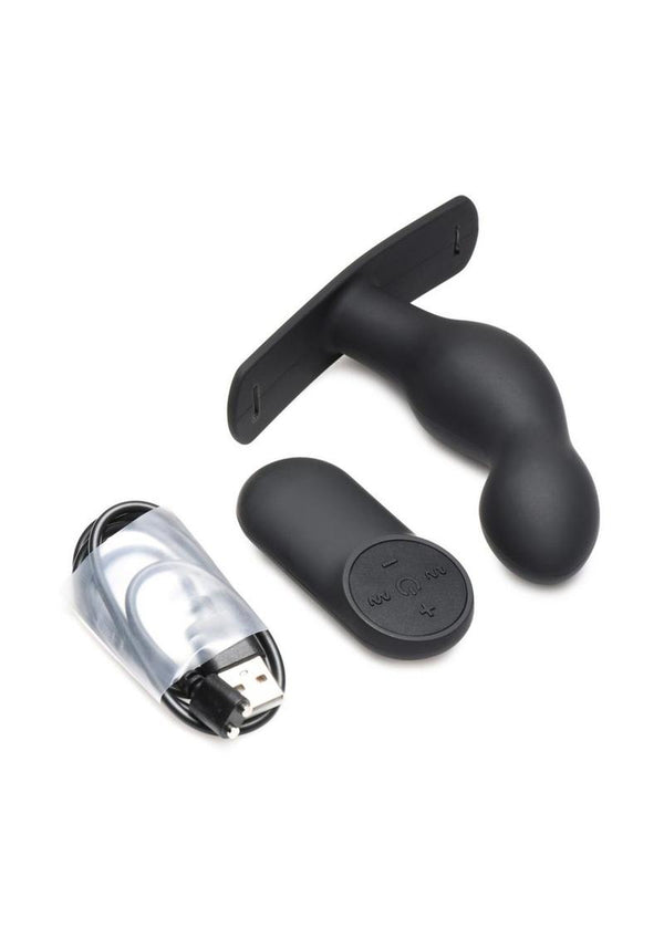 Master Series P-Spot Plugger 28X Rechargeable Silicone Prostate Plug with Harness & Remote Control