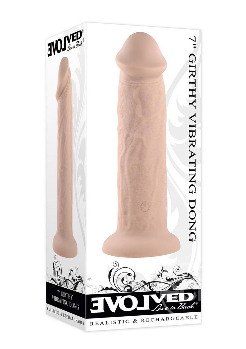 Evolved Girthy Vibrating Rechargeable Silicone Dildo 7in