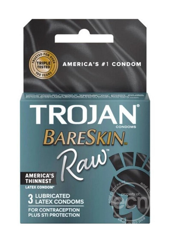 Trojan Bareskin Raw Lubricated Latex Condoms 3-Pack