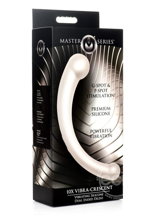 Master Series 10X Vibra-Crescent Rechargeable Silicone Vibrating Dual Ended Dildo