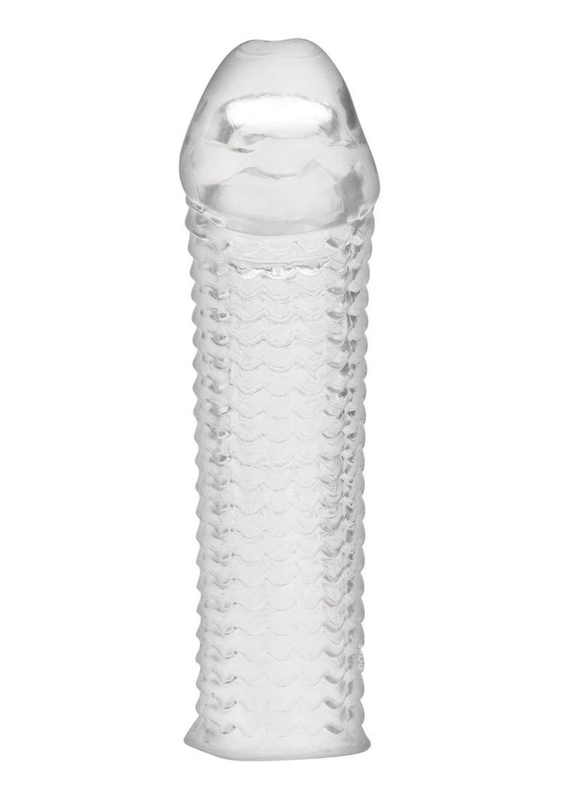 Blue Line Clear Textured Penis Enhancing Sleeve Extension 6.5in