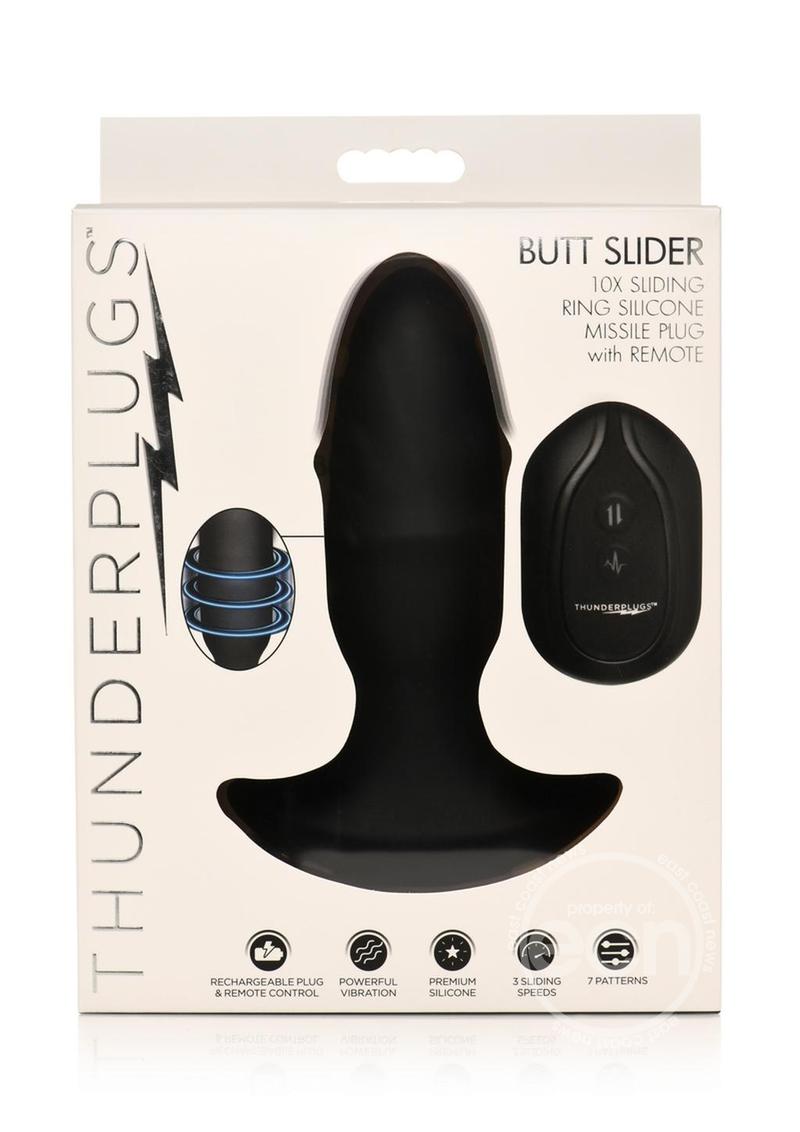 Thunder Plug Butt Slider 7x Sliding Ring Silicone Rechargeable Missle Plug with Remote Control