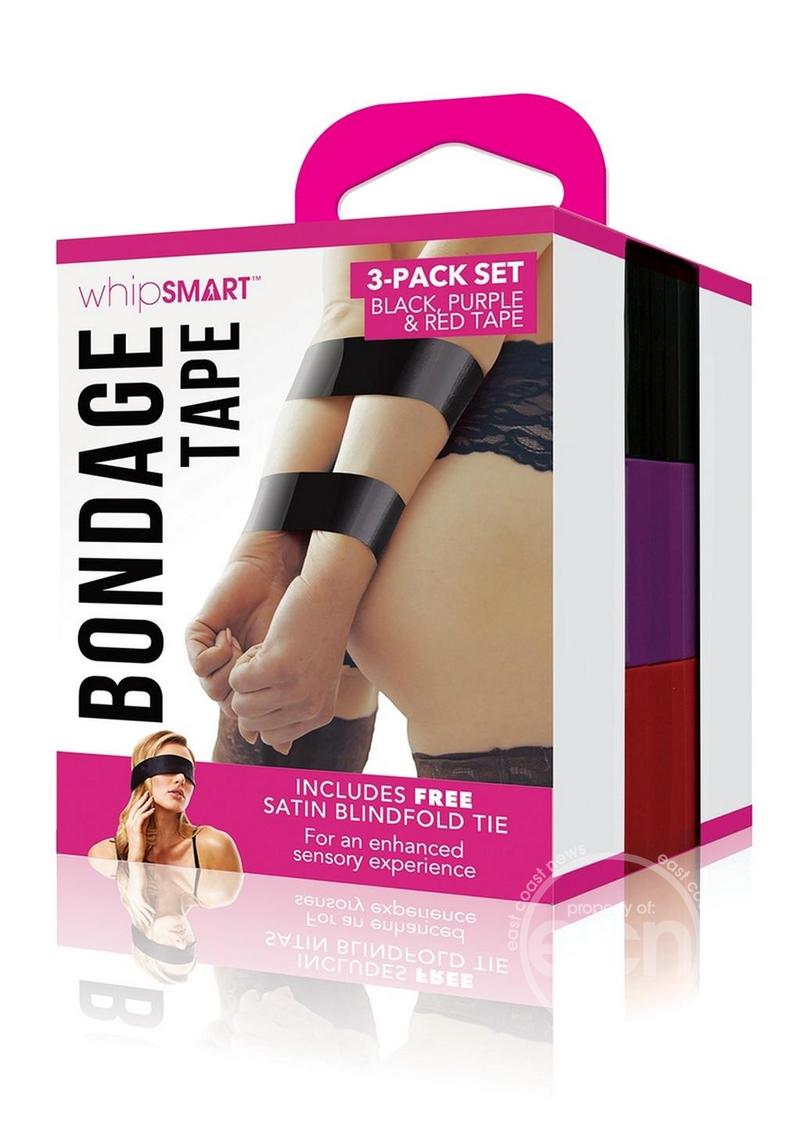 Whipsmart Bondage Tape 150ft with Silky Blindfold 3 Pack Set