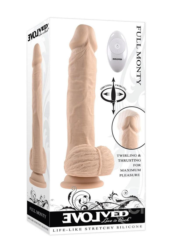 Evolved Full Monty Silicone Rechargeable Realistic Dildo with Remote 9in