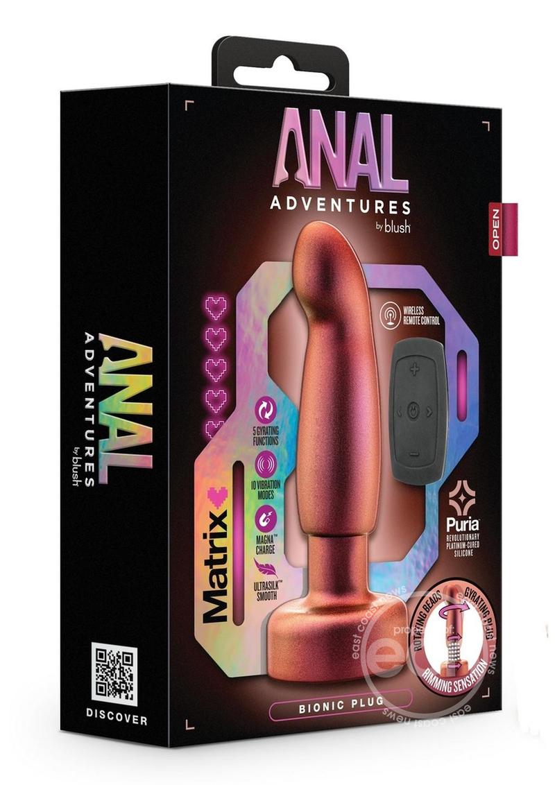 Anal Adventures Matrix Bionic Plug Rechargeable Silicone Anal Plug with Remote