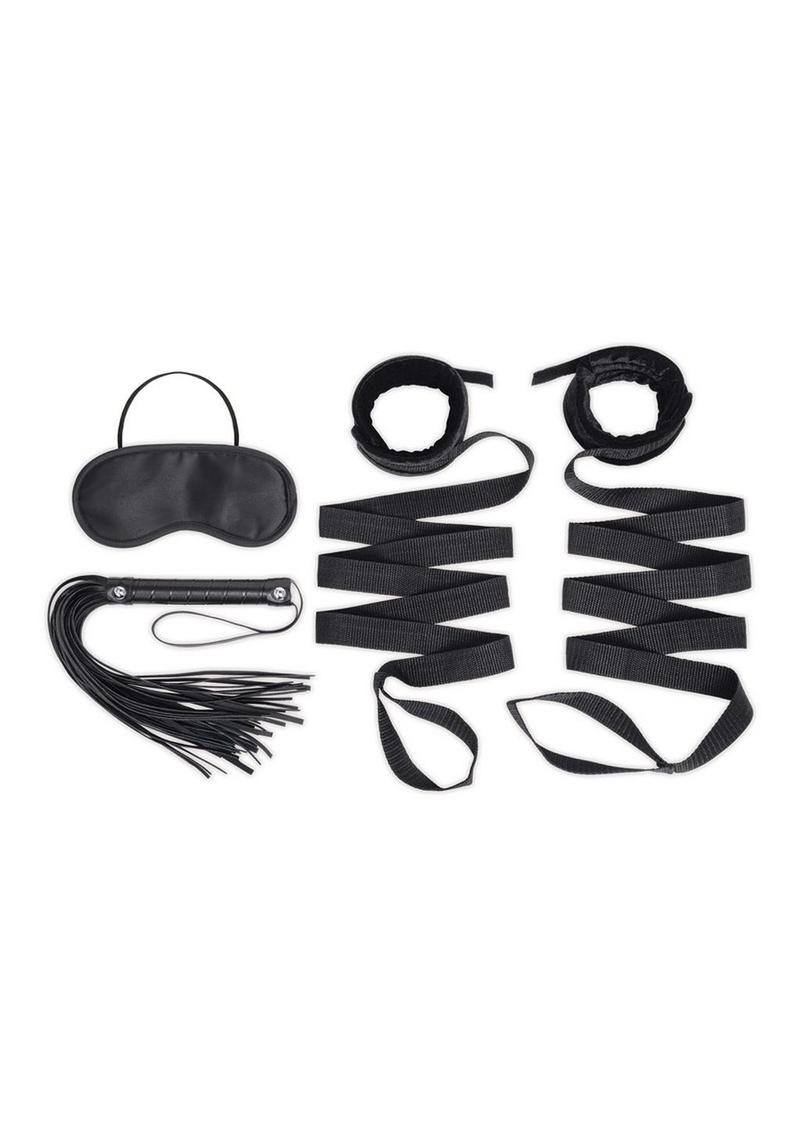 Lux Fetish Bondage Bed Strap & Flogger Kit