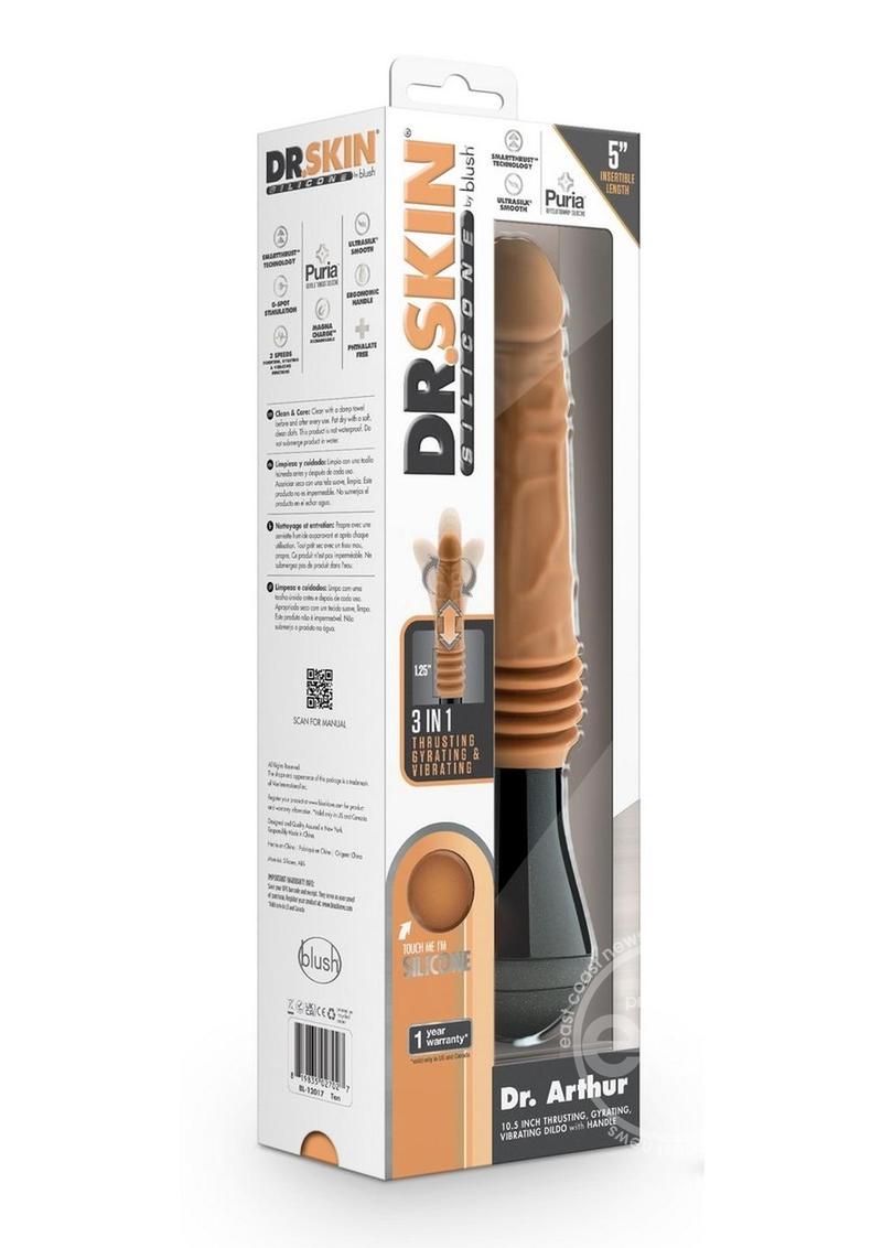 Dr. Skin Platinum Collection Silicone Dr. Arthur Rechargeable Thrusting Gyrating Vibrating Dildo 10.5in