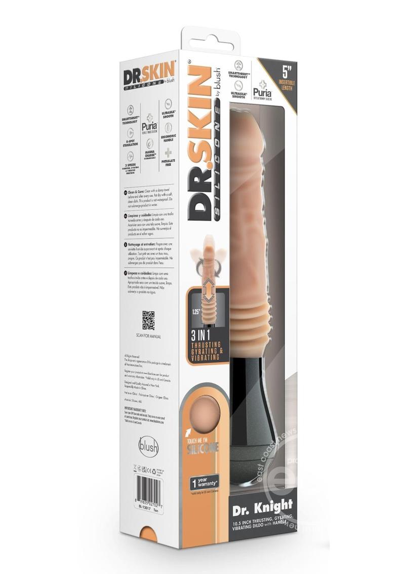 Dr. Skin Platinum Collection Silicone Dr. Knight Rechargeable Thrusting Gyrating Vibrating Dildo 10.5in