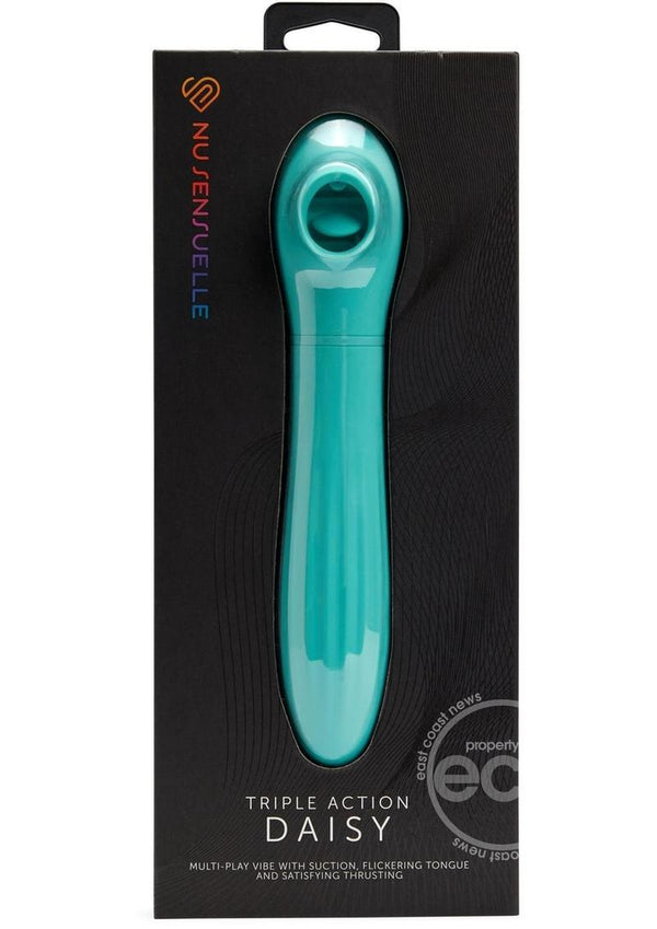 Nu Sensuelle Daisy Rechargeable Silicone Triple Action Thrusting Tongue Suction Vibrator