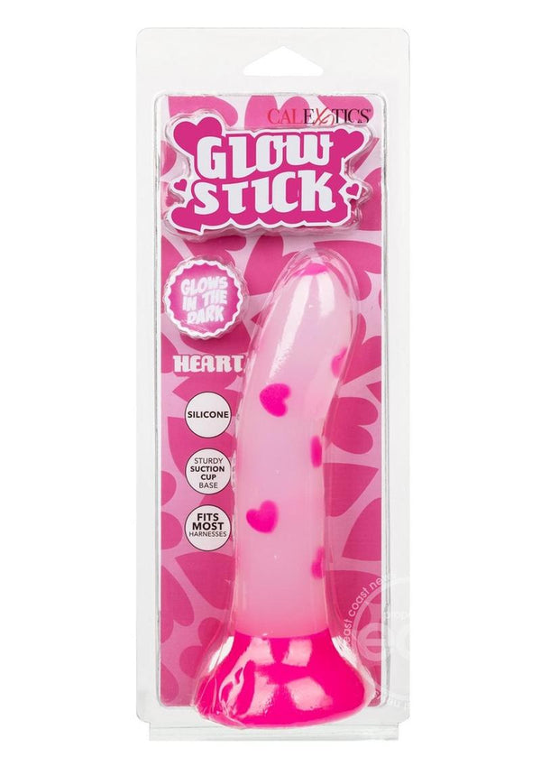 Glow Stick Heart Silicone Glow in the Dark Dildo with Suction Base