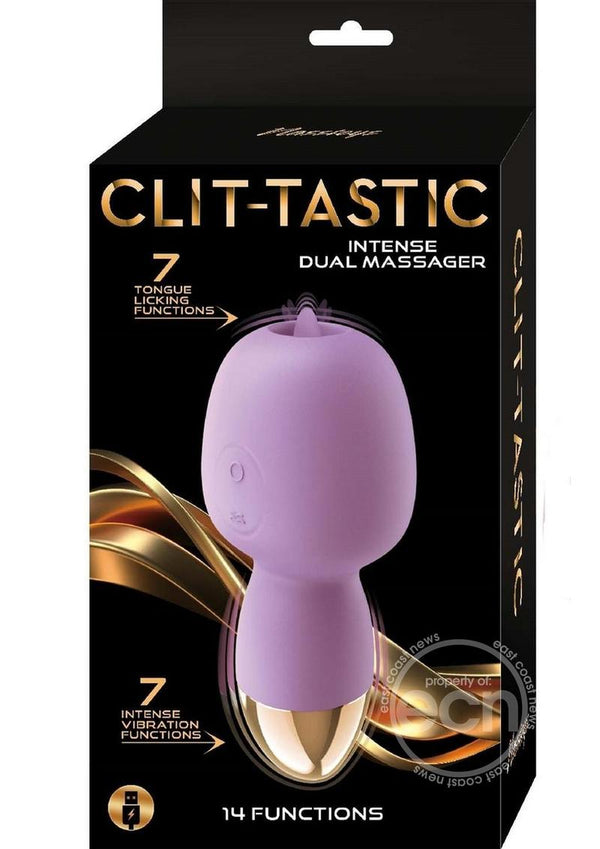 Clit-Tastic Intense Dual Massager Rechargeable Silicone Vibrator with Clitoral Stimulator