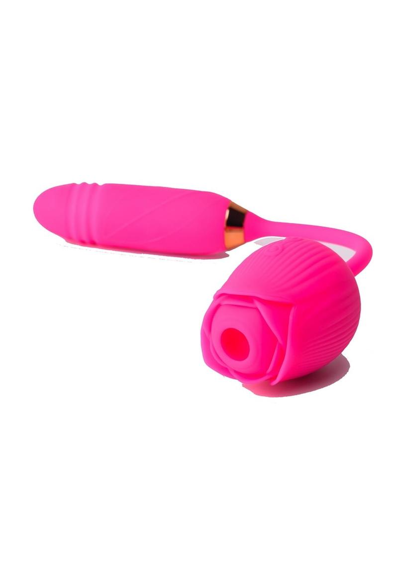 Pink Pussycat Vibrating Thrusting Rechargeable Silicone Rose with Remote