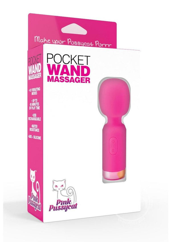 Pink Pussycat Vibrating Pocket Wand Rechargeable Massager