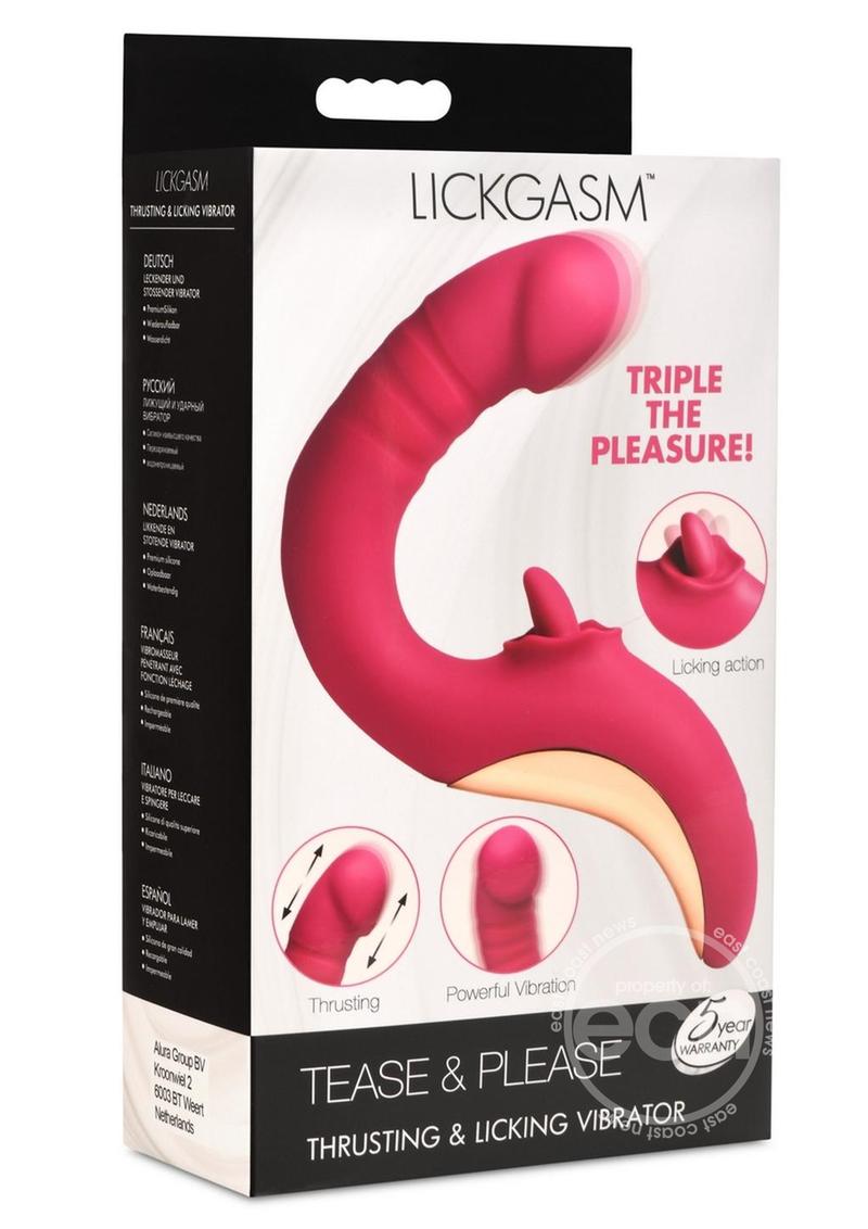 Lickgasm Tease & Please Rechargeable Silicone Thrusting & Licking Vibrator