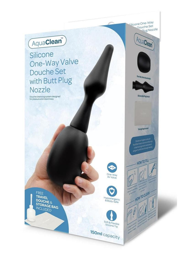 AquaClean 150ML One Way Valve Douche with Butt Plug Nozzle