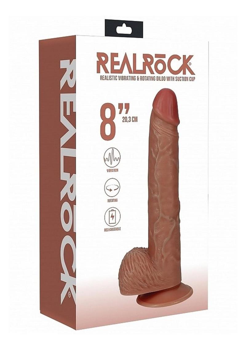 RealRock Vibrating and Rotating Cock with Balls Regular Straight 8in