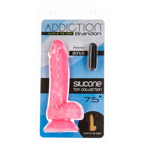 Addiction Silicone Glow-In-The-Dark Dildo with Balls 7.5in