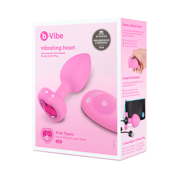 B-Vibe Vibrating Heart Shape Jewel Rechargeable Silicone Anal Plug with Remote